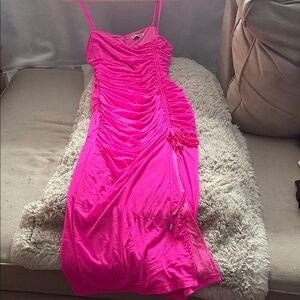 Fashion Nova Vibrant Pink Midi Dress